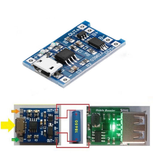Immagine di 2Pcs TP4056 Micro USB 5V 1A Lithium Battery Charging Protection Board TE585 Lipo Charger Module