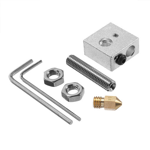 Picture of 0.4mm Brass Nozzle + Aluminum Heating Block + 1.75mm Nozzle Throat 3D Printer Part Kit with M6 Screw