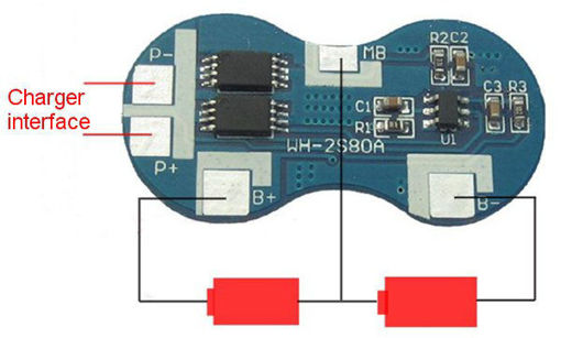 Immagine di 2S 7.4V 4A 18650 Lithium Battery Protection Board Double String Protection Chip