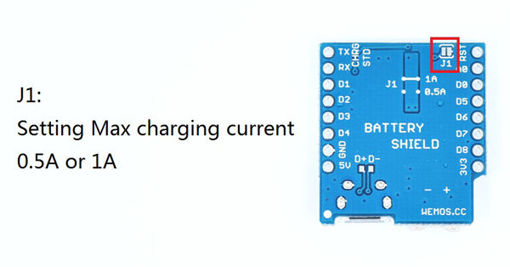 Picture of WeMos D1 Mini Single Lithium Battery Charging And Battery Boost Shield