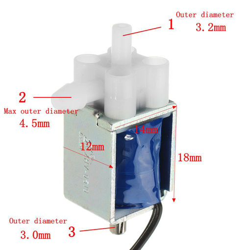 Immagine di Two Bit Three Way Solenoid Valve Small Electronic Control Valve Exhaust Vent Valve DC 5V DC6V