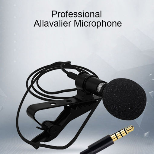 Immagine di Portable 3.5mm Jack Clip-on Wired Condenser Lapel Microphone for Recording Speech