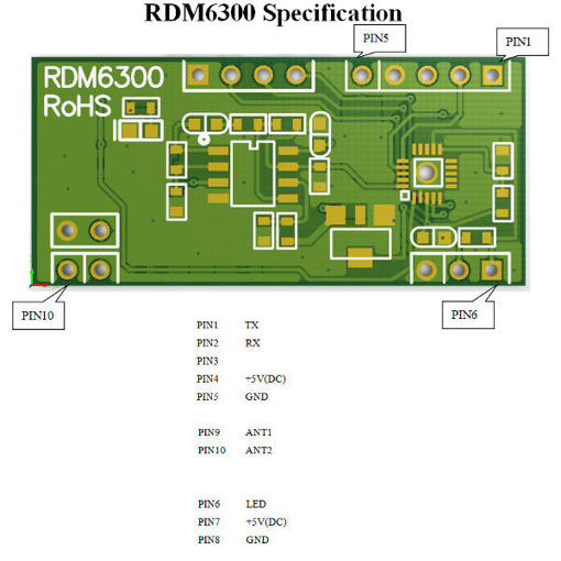 Immagine di 3Pcs 125KHz EM4100 RFID Card Read Module RDM630 UART Compatible Arduino