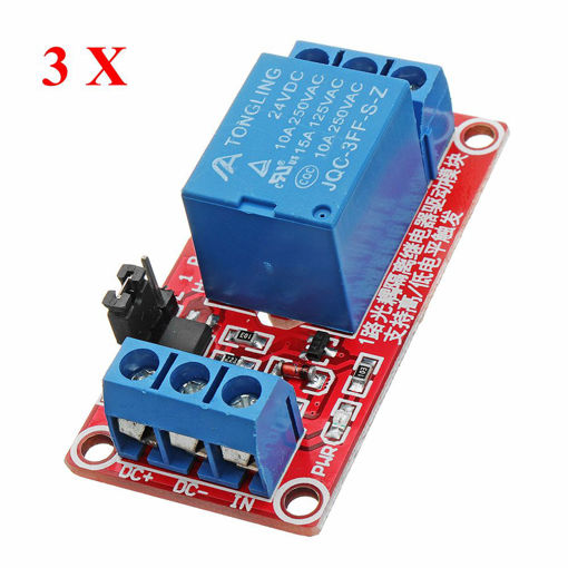 Picture of 3Pcs 24V 1 Channel Level Trigger Optocoupler Relay Module For Arduino