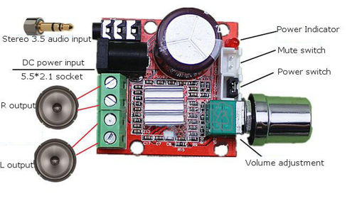 Picture of 3Pcs 12V Mini Hi-Fi PAM8610 2X10W Audio Stereo Amplifier Board Dual Channel