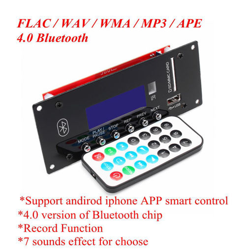 Immagine di 12V Wireless bluetooth 4.0 MP3 Audio Decoder Board Radio Module APE/FLAC/MP3/WMA/WAV APP Control For