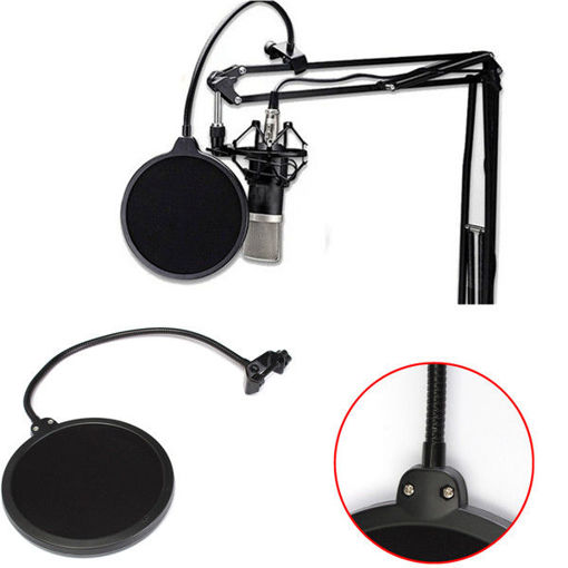 Picture of Double Layer Studio Microphone Wind Screen Mask Gooseneck Shield Pop Filter