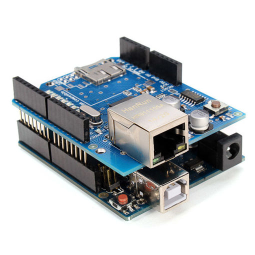Immagine di Geekcreit UNO R3 USB Development Board With Ethernet Shield W5100 Kit For Arduino