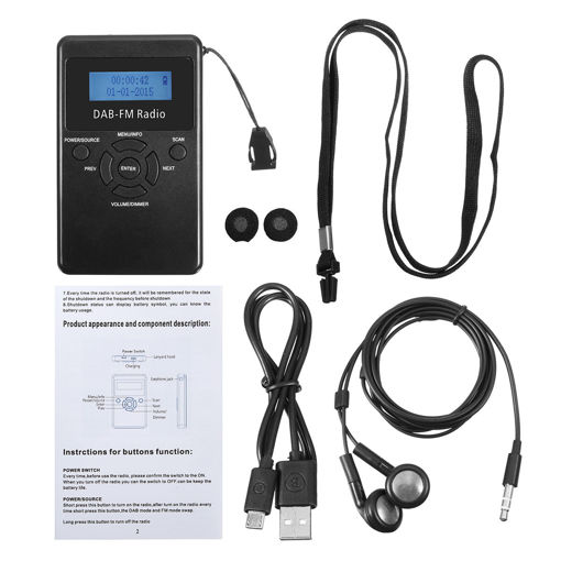 Picture of FM/DAB Radio Portable Digital Audio Broadcasting Rechargeable Receiver Headphone