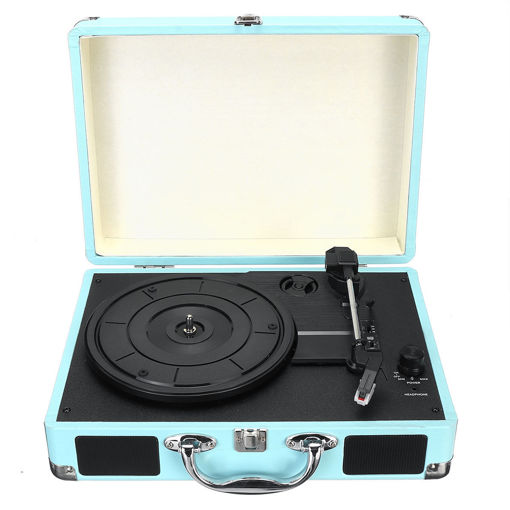 Immagine di Vintage Vinyl LP Record Player Stereo Turntable 3Speed 2 Hgtalare Radio Recorder