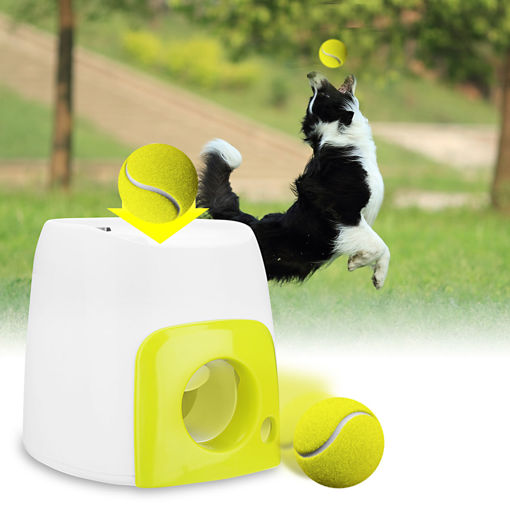 Immagine di Pet Dog Launcher Tennis Ball Toys Fetch Thrower Throw Up Hyper Game Outdoor Toys