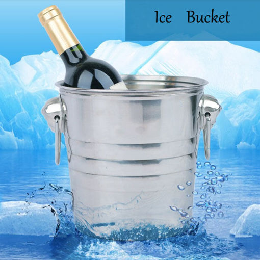 Immagine di Stainless Steel Ice Bucket Champagne Barrel Beer Wine Cooler Multifunction Bar Tools
