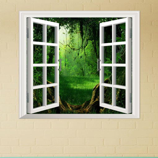 Immagine di Deep Forest PAG 3D Artificial Window View 3D Wall Decals Room Stickers Home Wall Decor Gift