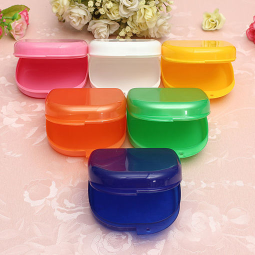 Picture of Dental Orthodontic Retainer Box Mouthguards Sport Guard Five Color Dentures Storage Case
