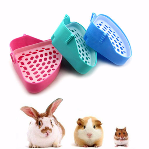 Immagine di Corner Toilet Litter Pee Tray For Animal Cat Kitten Rabbit Hamster Guinea Pig Toilet