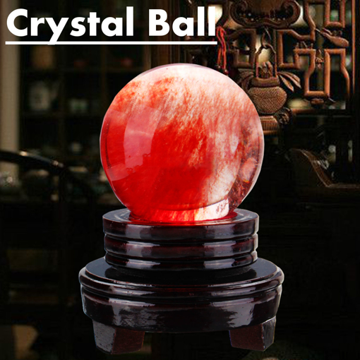 Immagine di Red Citrine Calcite Quartz Gemstone Stand Crystals Sphere Ball Healing 60mm-80mm