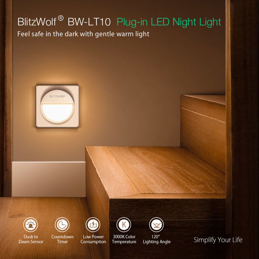 Picture of BlitzWolf BW-LT10 Smart Night Light 3000K Color Temperature 20 Lumens 120 Lighting Angle