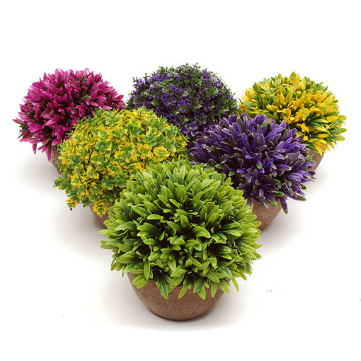 Picture of Colorful Artificial Topiary Tree Ball Plants Pot Garden Office Home Indoor Decor Flower