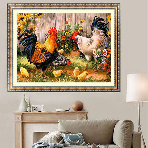 Picture of 14x18 Inches 5D Diamond Painting Paper Garden Chicken Coop Cross Stitch Home Decor