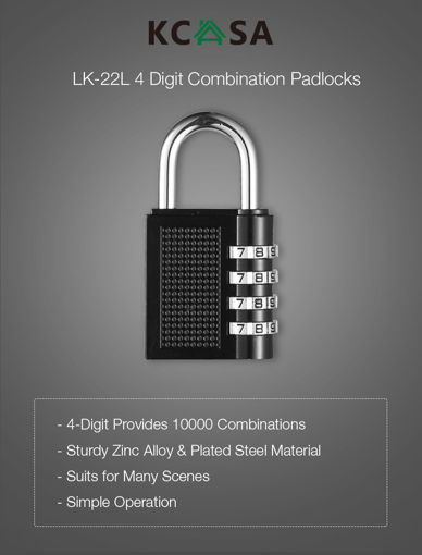Immagine di KCASA LK-22L Travel Luggage Locks 4 Digit  Combination Password Suitcase Bike Lock Padlocks