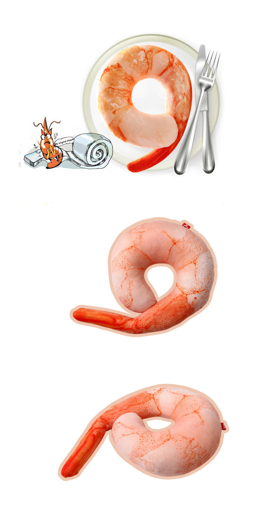 Immagine di Creative 3D Squishy Shrimp Throw Pillow Plush U Shape Sofa Car Office Neck Cushion Home Decor