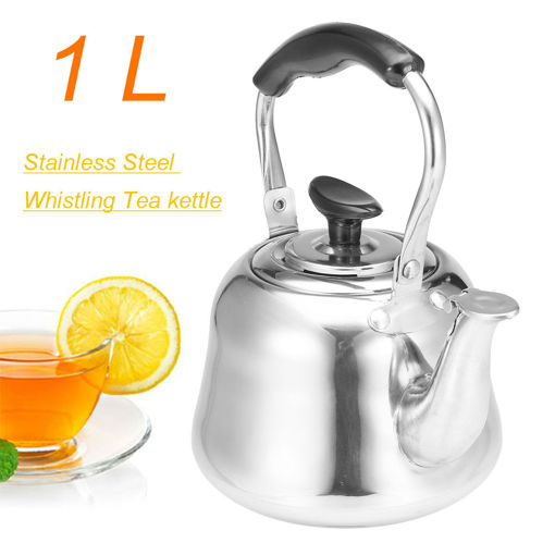 Immagine di 1L Stainless Steel Whistling Kettle Boiling Water Tea Coffee Maker Silver Water Boiler