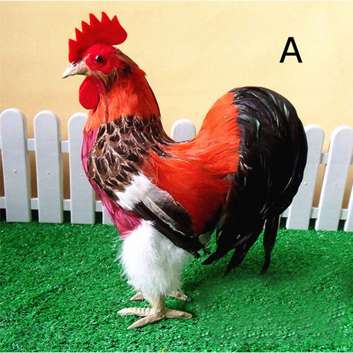 Immagine di Realistic Rooster Chicken Cockerel Feather Prop Garden Farm Animal Decorations
