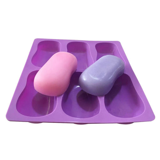 Immagine di DIY 6 Slots Cake Mold Tool 3D Oval Silicone Soap Mould Baking Mold Handmade Chocolate Pudding Jelly