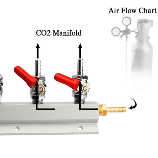 Immagine di 2 Way CO2 Gas Distribution Block Manifold With 7mm Hose Barb Wine Making Tools Draft Beer Dispense