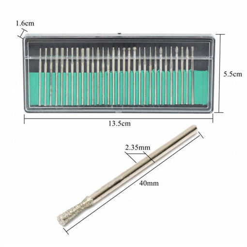 Immagine di 30pcs 2.35mm Diamond Emery Grinding Drill Bit Set Engraving Rotary Tool Accessories