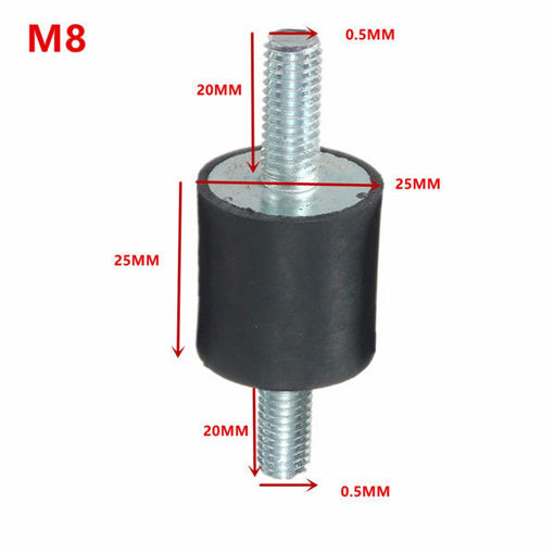 Picture of 4pcs M8x25x25mm Rubber Shock Absorber Doubles Ends Rubber Mounts Vibration Isolator Mounts