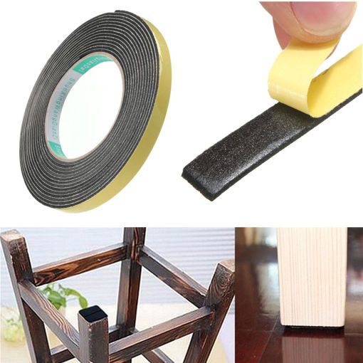 Picture of Safety Black Single Sided Adhesive Foam Cushion Tape Closed Cell 5m x 2mm x 10mm
