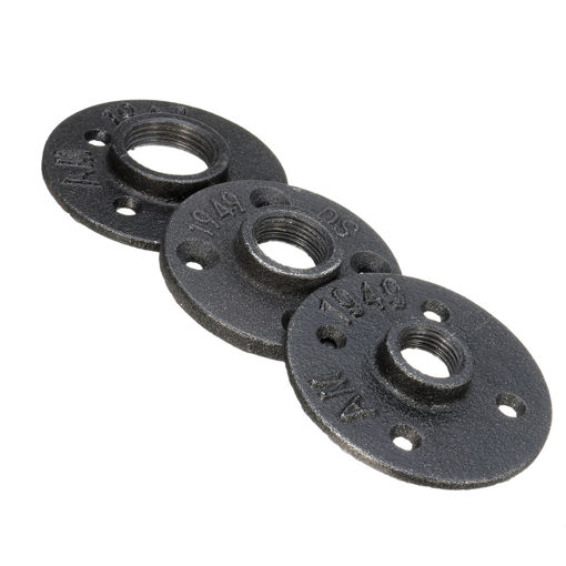 Picture of DN 15/20/25 Black Flange Iron Pipe Floor Fitting Plumbing Threaded Four Holes Flange