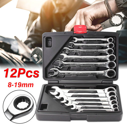 Picture of 12pc Metric Ratcheting Spanner Combination Wrenche Hand Tools 9mm-18mm CR-V Steel