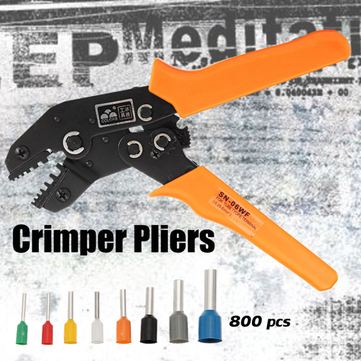 Immagine di Electrical Ratchet Crimping Pliers Tool with 800 Wire Stripper Crimper Terminal Kit