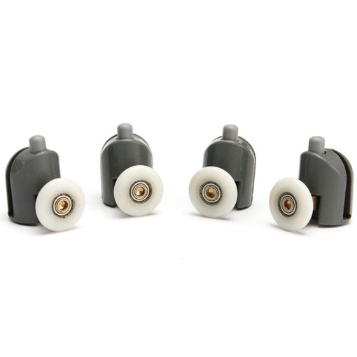 Picture of 8Pcs Upper And Bottom Shower Door Rollers Runners Set Replacement Parts Glass Wheels Pulleys Guides